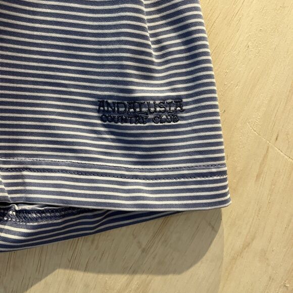 Straight Down Polo Shirt Mens Large Blue Striped Lightweight Stretch Golf Top - Picture 8 of 12